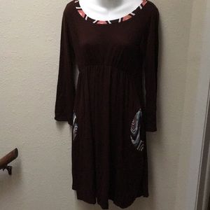 Long sleeve brown mod dress